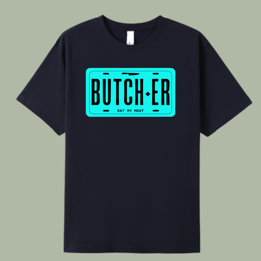 Butcher Number Plate - black tee