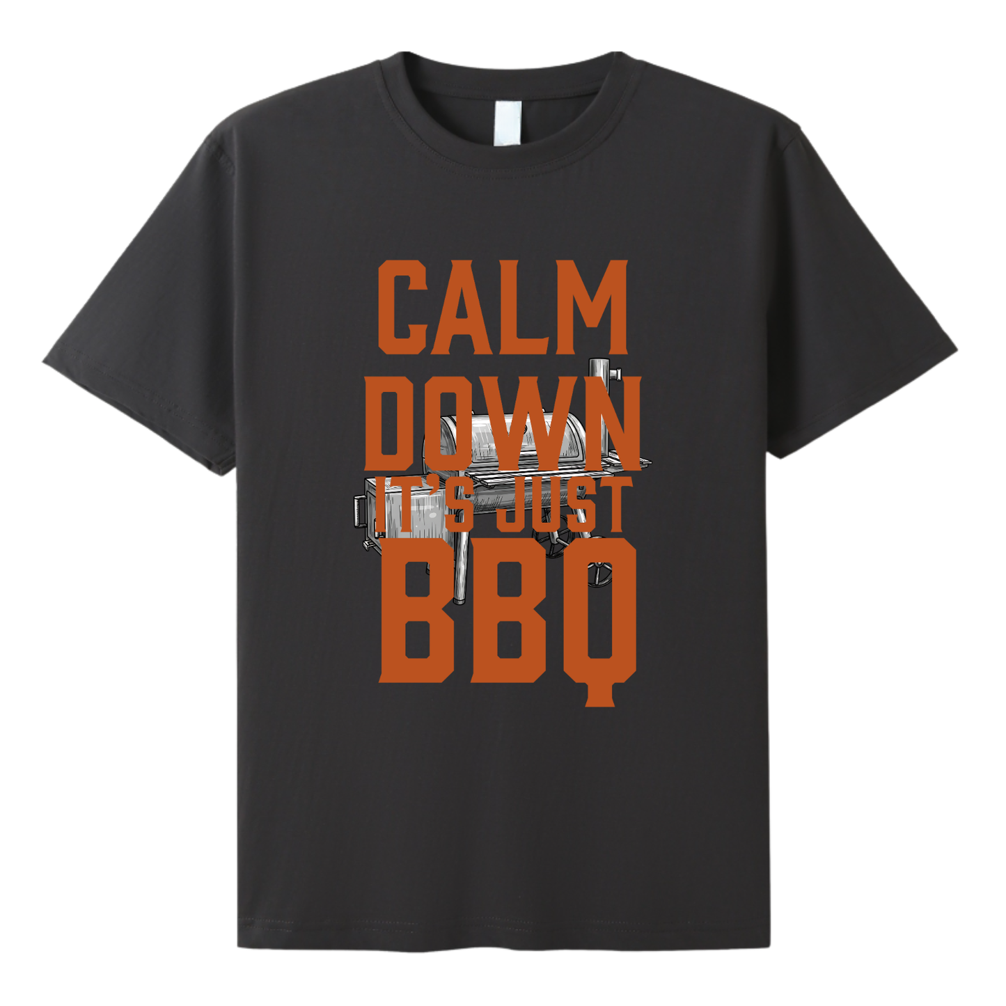 Calm Down It's Just BBQ - charcoal tee