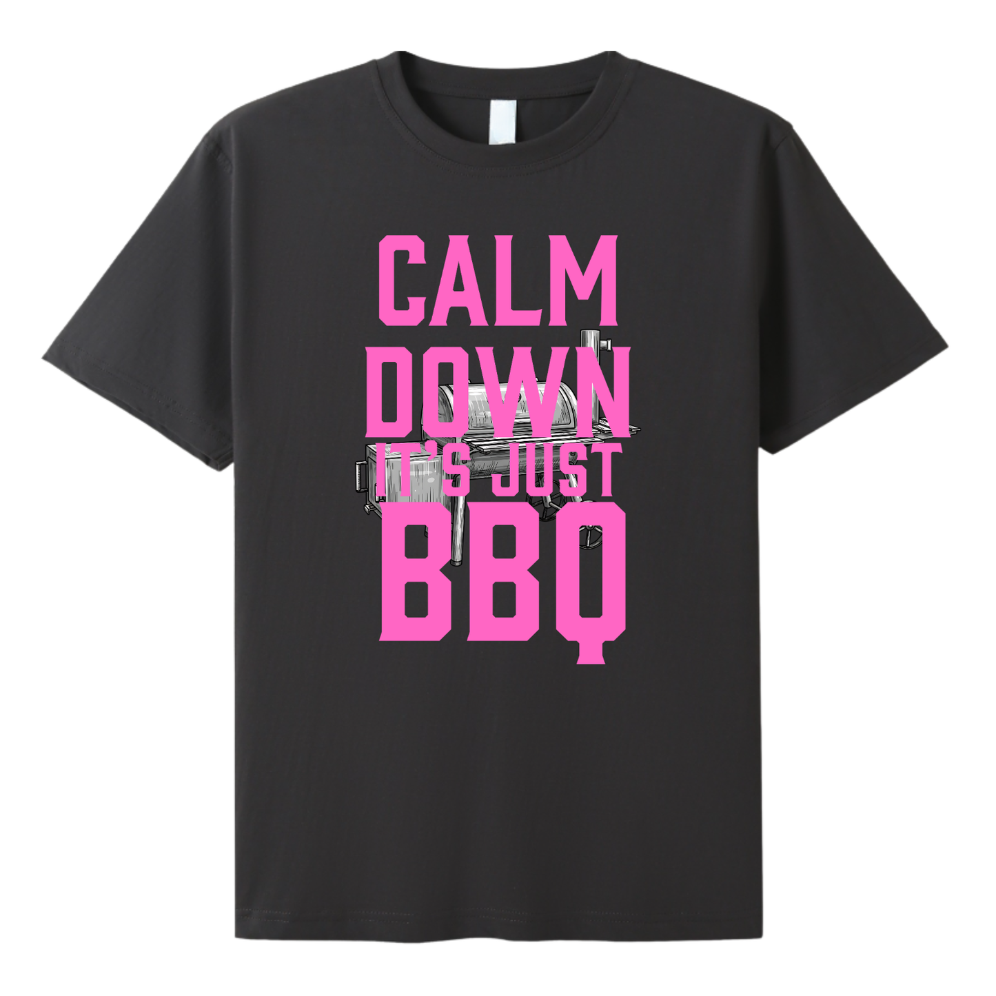 Calm Down It's Just BBQ - charcoal tee