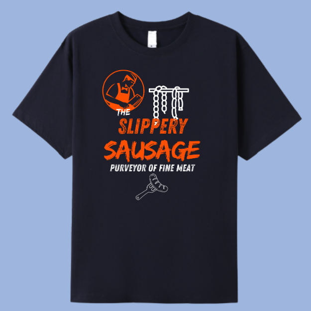 Butcher The Slippery Sausage - navy tee